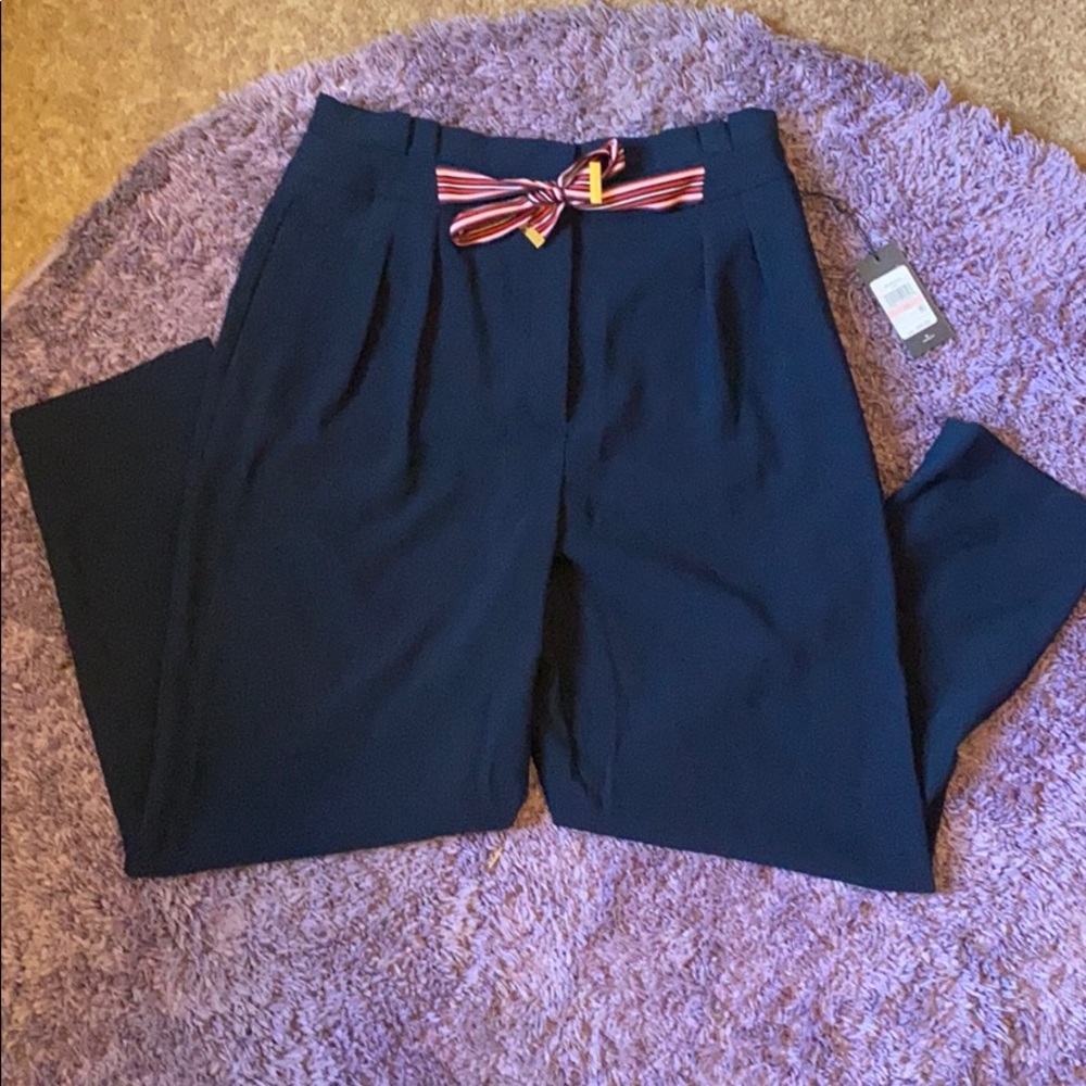 Tommy Hilfiger Navy Blue slacks with striped belt
